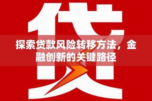 怀化探索贷款风险转移方法，金融创新的关键路径